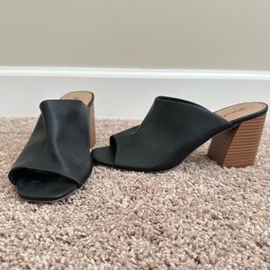 Qupid 3.5inch peep toe heeled mule